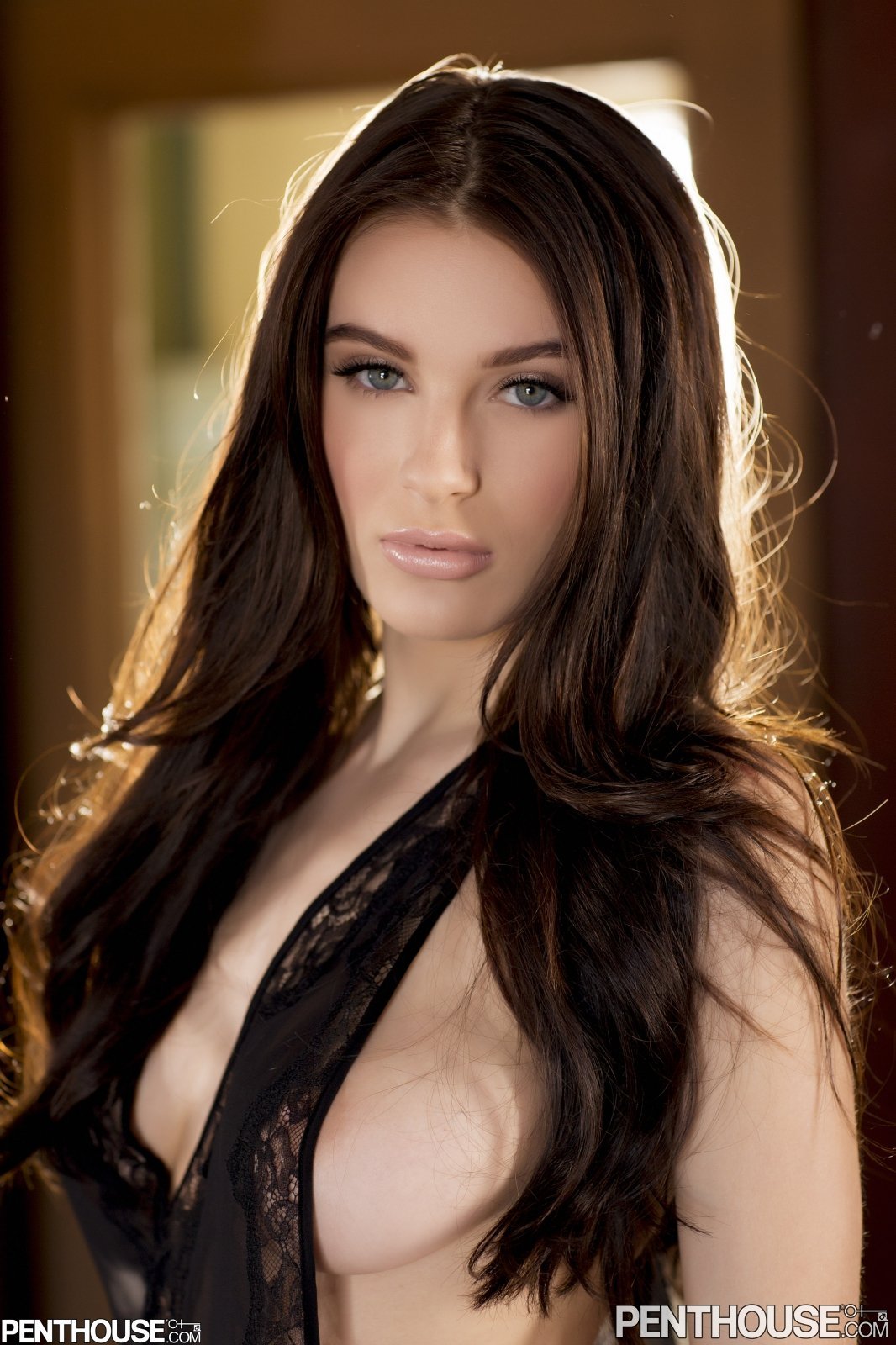 Lana Rhoades in a sexy black dress loves posing for the camera