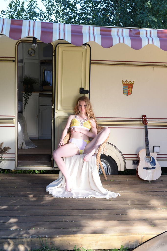 Lena Flora - Trailer teen posing clothed and naked at the park