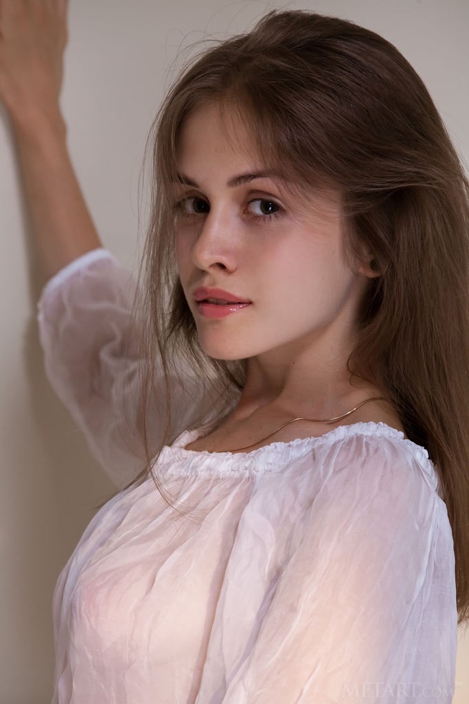 Maria Espen - Shy brunette teen takes off all of her clothes at her house