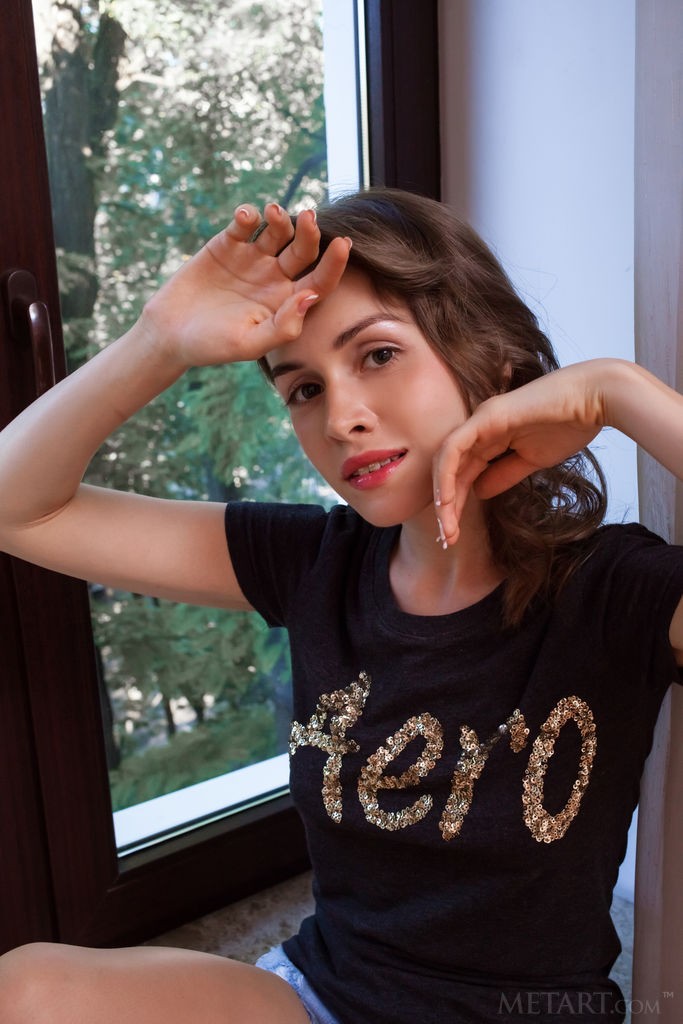 Maria Espen - Shy brunette teen takes off all of her clothes at her house
