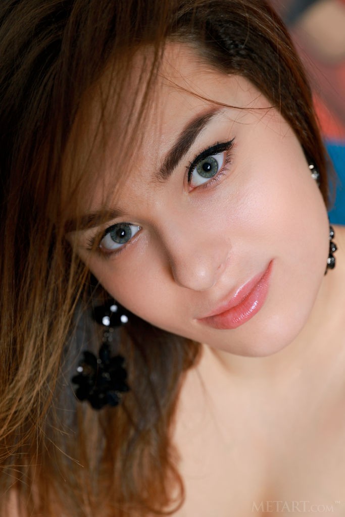 Francesca Fay - Gorgeous babe seduces you with her blue eyes while striping