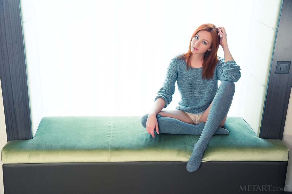 Elen Moore - Long socks to keep her warm as she takes off everything
