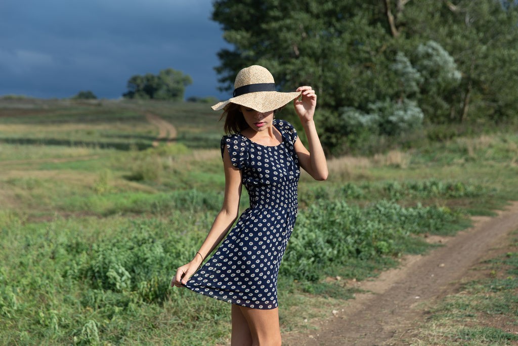Gracie - Skinny barely legal country girl gets naked outdoors
