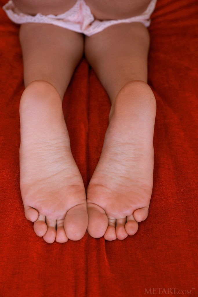Delphina - Playful brunette shows her perfect soles, pussy and asshole