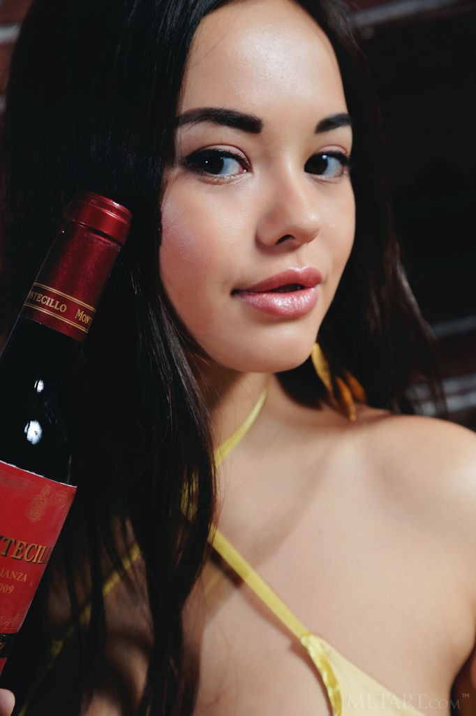 Li Moon - Relaxing in the nude sipping some good wine