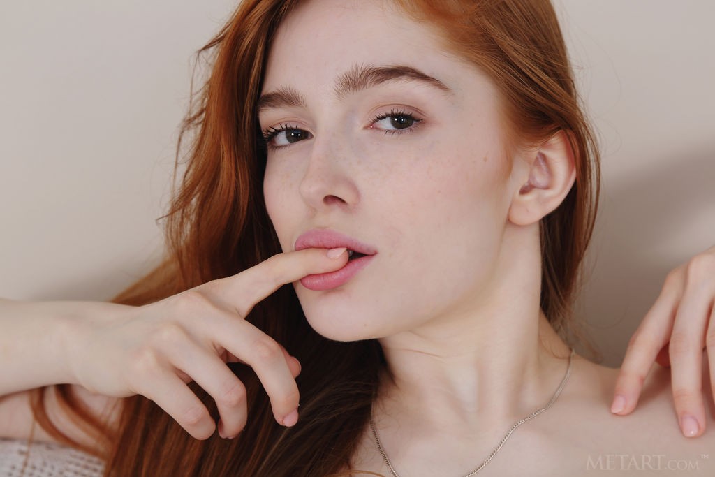 Jia Lissa - Shirt and panties come off as this redhead gets naked in bed