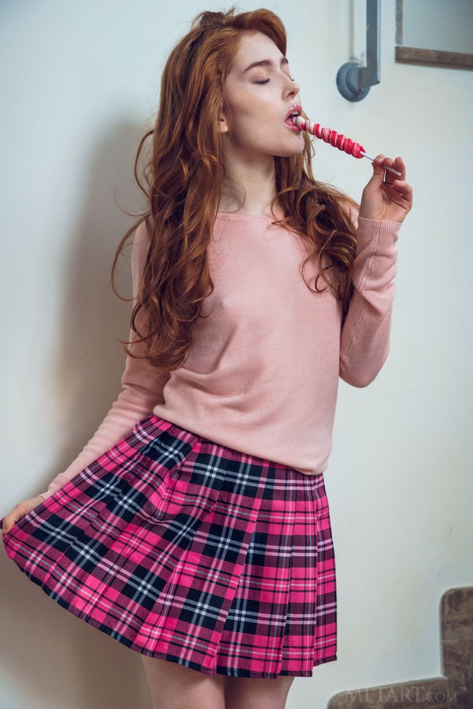 Jia Lissa - Very bad, redhead schoolgirl takes off her panties