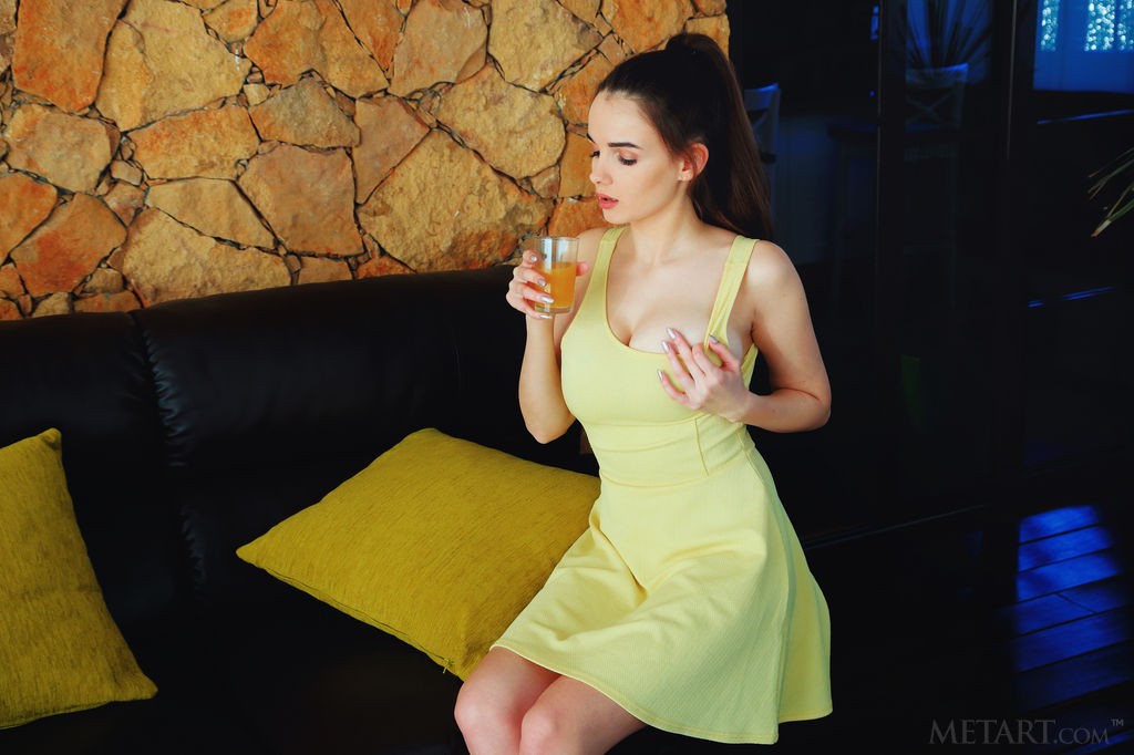 Maible - Fun summer day taking her pretty dress off to get naked