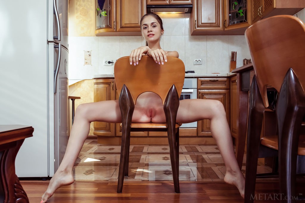 Maria Espen - Getting out of her tiny g-string in her kitchen