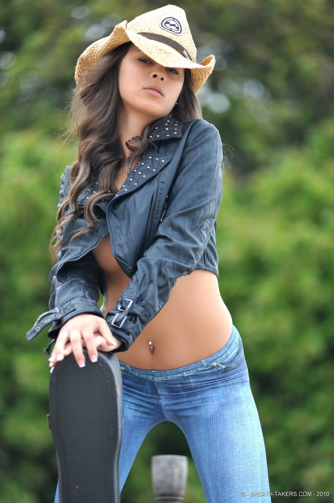 Nina James is topless in sexy cowgirl outfit