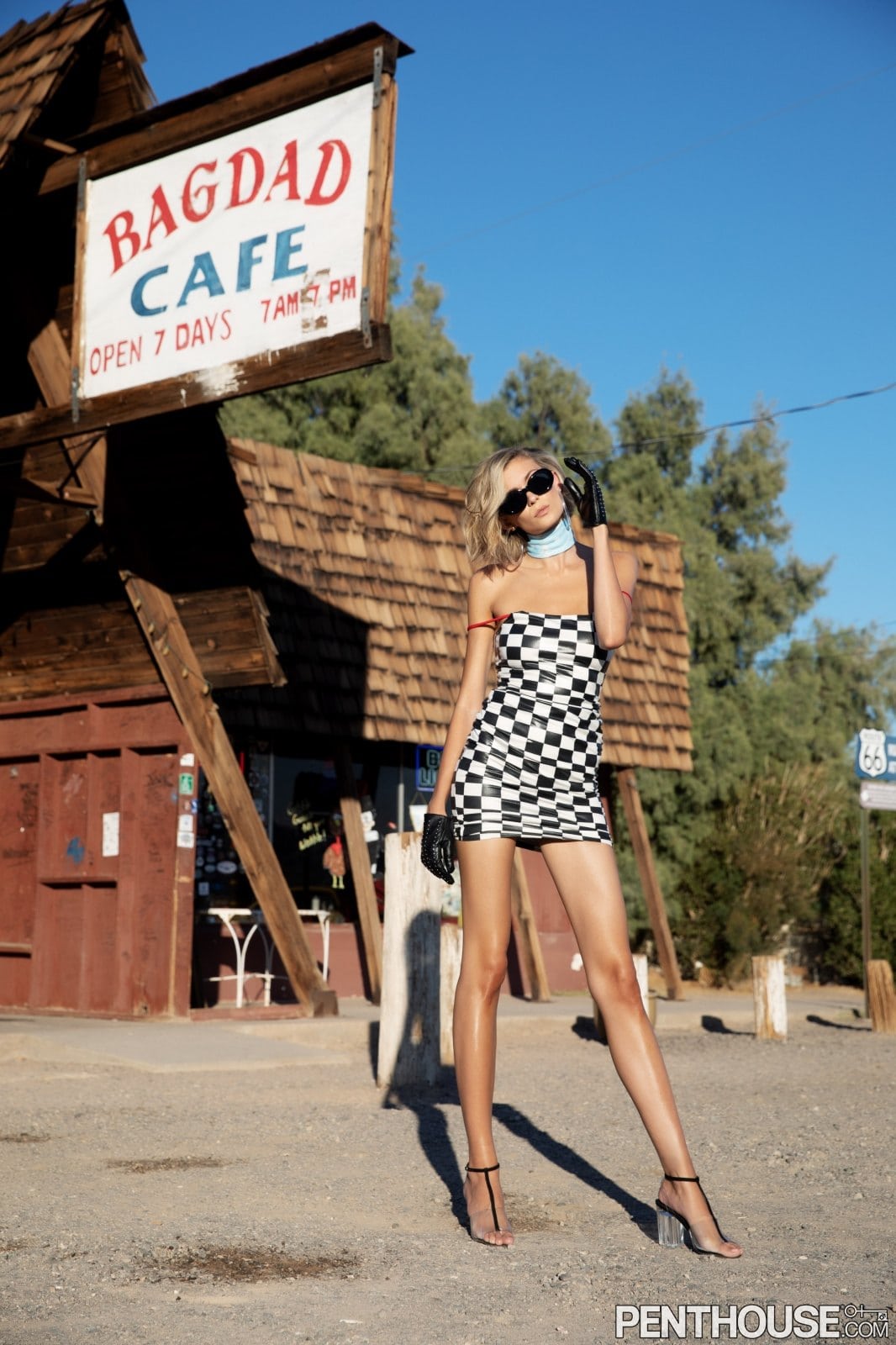 Penthouse girl Anna Lisa Wagner posing nude in a diner
